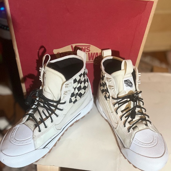 Vans High-Top Sneakers with Black and White Checkered Design - Picture 1 of 7